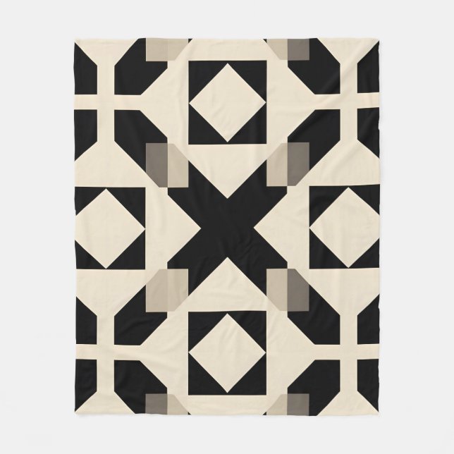 Abstrakt geometrisk mönster med kontrasterande sva fleecefilt (Framsidan)