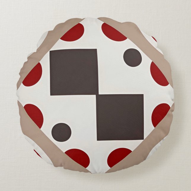 Abstrakt geometrisk mönster med symmetriska former rund kudde (Framsidan)