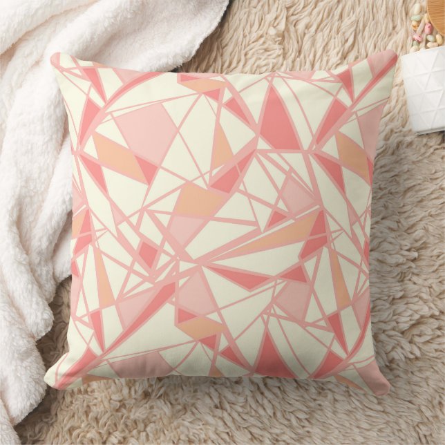Abstrakt geometrisk mönster rosa beige kudde (Filt)