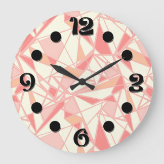 Abstrakt geometrisk mönster rosa beige stor klocka