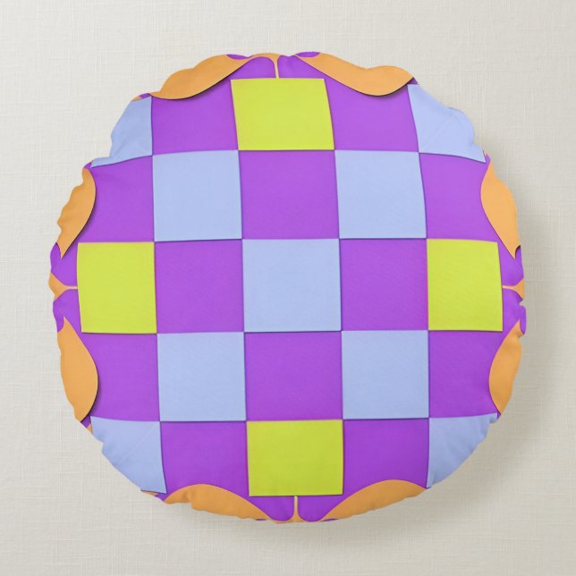 Abstrakt geometrisk mönster rund kudde (Framsidan)