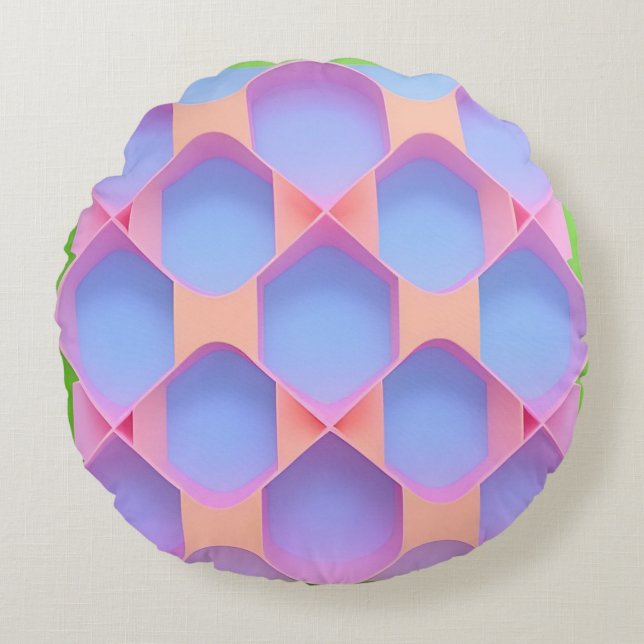 Abstrakt geometrisk mönster rund kudde (Framsidan)