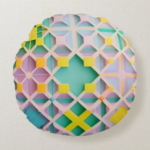 Abstrakt geometrisk mönster rund kudde