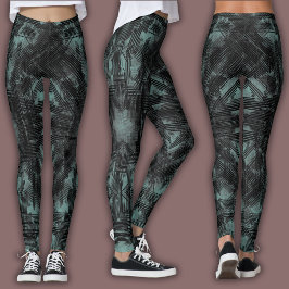 Abstrakt geometrisk mönster | Svart och dämpad tea Leggings