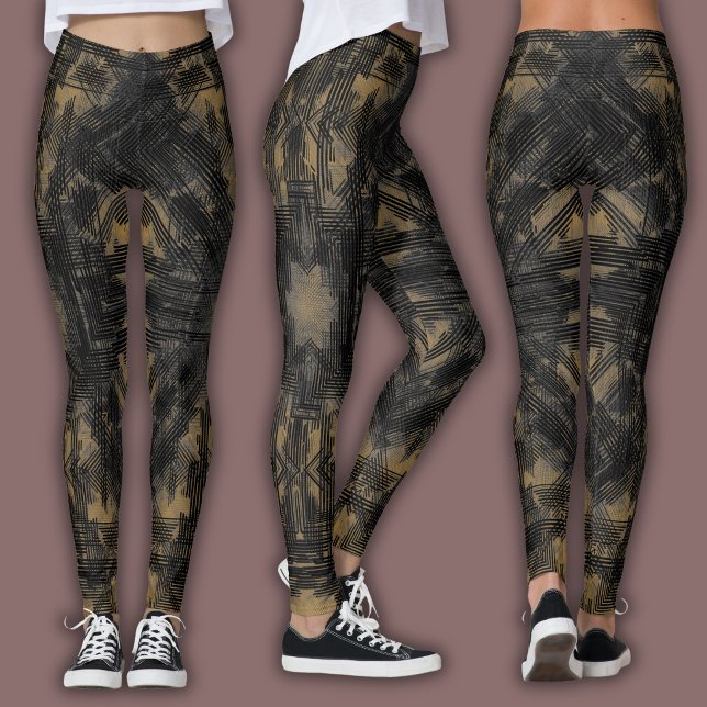 Abstrakt geometrisk mönster | Svart och sten Leggings (Skapare uppladdad)