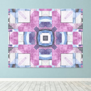 Abstrakt geometrisk mosaik lila, blå och grå canvastryck