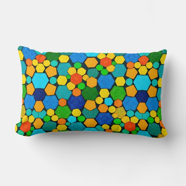 Abstrakt geometrisk mosaikmönster lumbarkudde (Framsida)