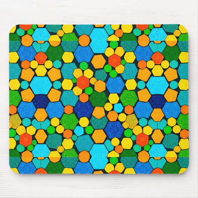 Abstrakt geometrisk mosaikmönster musmatta (Framsidan)
