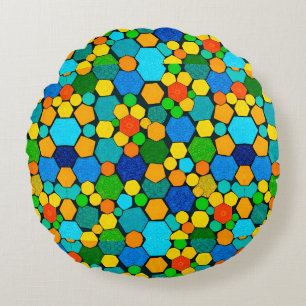 Abstrakt geometrisk mosaikmönster rund kudde