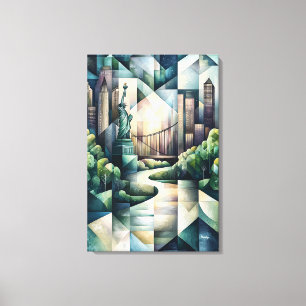 Abstrakt geometrisk New York Citys silhuett Staty Canvastryck