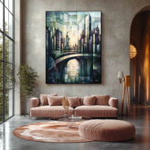 Abstrakt geometrisk New York-skyline Frihetsgudinn