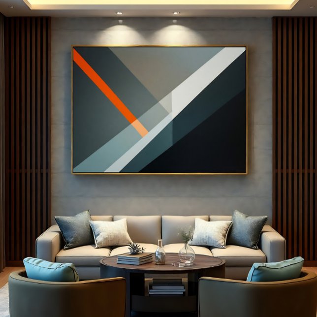 Abstrakt geometrisk orange accent canvastryck (Skapare uppladdad)