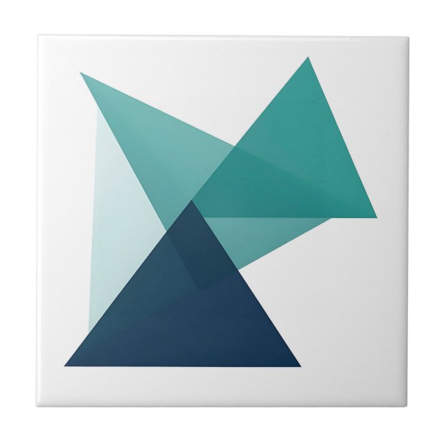 Abstrakt geometrisk origami turkosblå kakelplatta (Framsidan)
