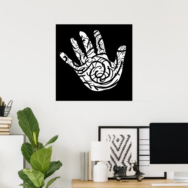 abstrakt geometrisk palmhand poster (Hemmakontoret)