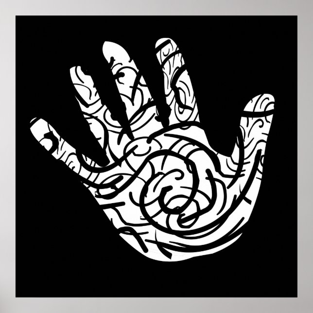 abstrakt geometrisk palmhand poster (Framsidan)