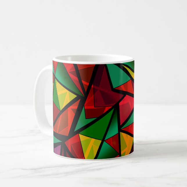 Abstrakt, geometrisk, polygonal kaffemugg (Framsida vänster)