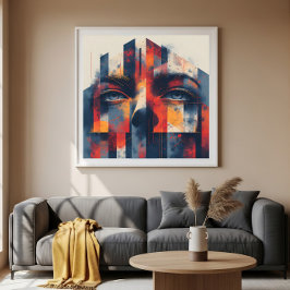 Abstrakt geometrisk porträtt poster