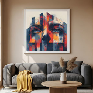 Abstrakt geometrisk porträtt poster