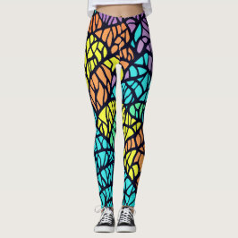 Abstrakt geometrisk regnbågssminkad glasmönster leggings