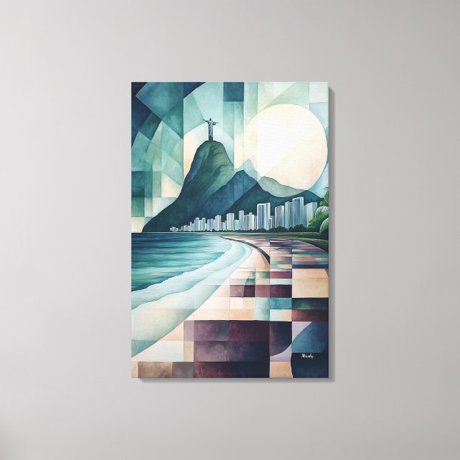 Abstrakt geometrisk Rio de Janeiro-siluett Canvastryck (Framsida)