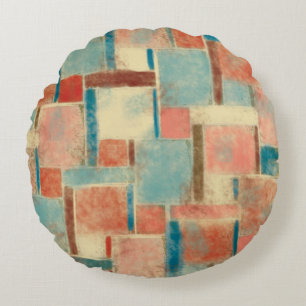 Abstrakt geometrisk rutig rund kastkudde kudde