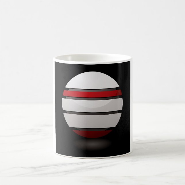 Abstrakt geometrisk sfär röd vit svart kaffemugg (Skapare uppladdad)