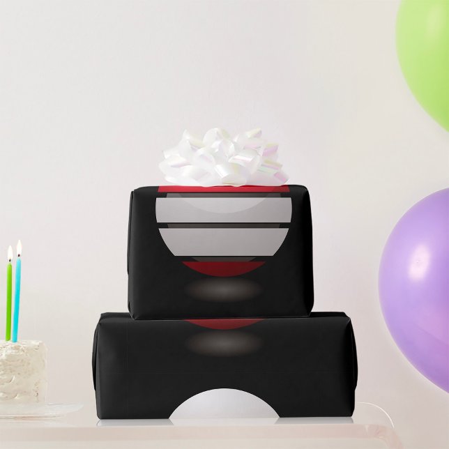 Abstrakt geometrisk sfär röd vit svart presentpapper (Skapare uppladdad)