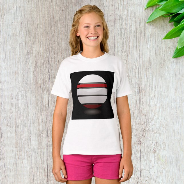 Abstrakt geometrisk sfär röd vit svart t shirt (Skapare uppladdad)