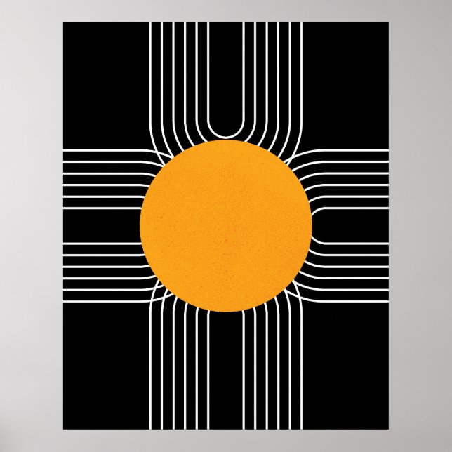 Abstrakt geometrisk sol Mid Century Modern Boho Poster (Framsidan)