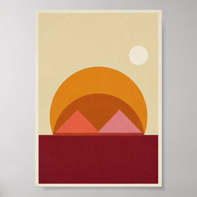 Abstrakt Geometrisk Solnedgångsaffisch Poster (Framsidan)