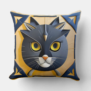 Abstrakt geometrisk stiliserad katt kudde