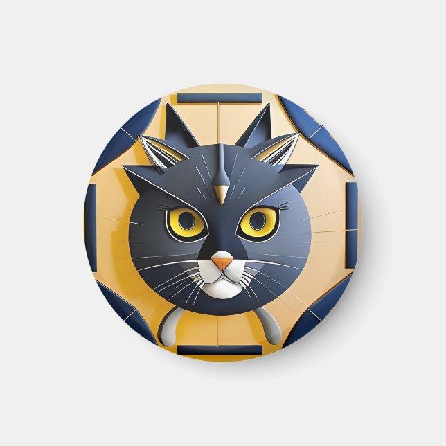 Abstrakt geometrisk stiliserad katt magnet (Framsidan)