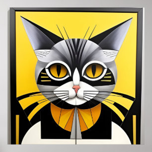 Abstrakt geometrisk stiliserad katt poster