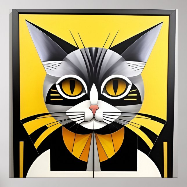 Abstrakt geometrisk stiliserad katt poster (Framsidan)