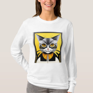 Abstrakt Geometrisk Stiliserad Katt T Shirt