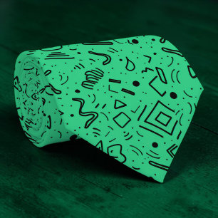 Abstrakt geometrisk svart & grön skräddarsydd slip slips