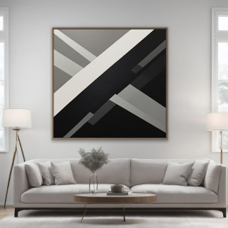 Abstrakt geometrisk svart vit grå poster