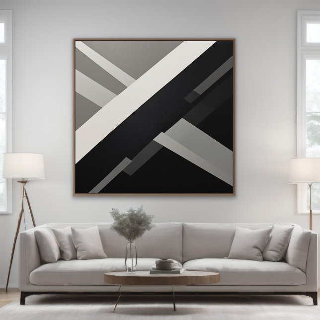 Abstrakt geometrisk svart vit grå poster (Skapare uppladdad)