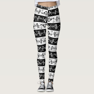 Abstrakt geometrisk svart-vit mönster – Handritad Leggings