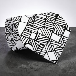 Abstrakt geometrisk svart & vit skräddarsydd slips