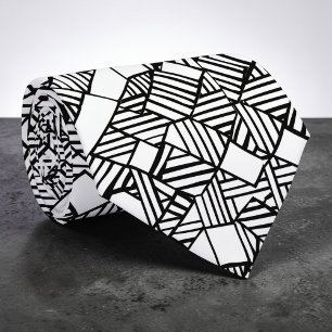Abstrakt geometrisk svart-vit skräddarsydd slips
