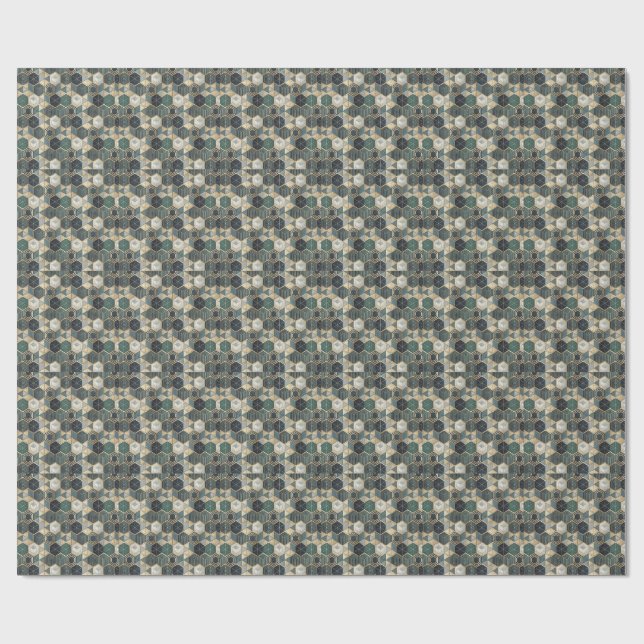 Abstrakt geometrisk teal & guld modernt mönster presentpapper (Platt)