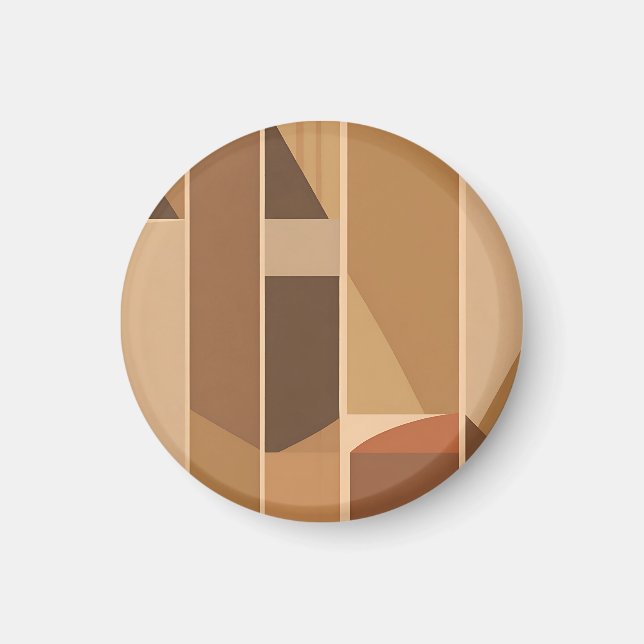 Abstrakt geometrisk terrakotta Midcentury Modern Magnet (Framsidan)