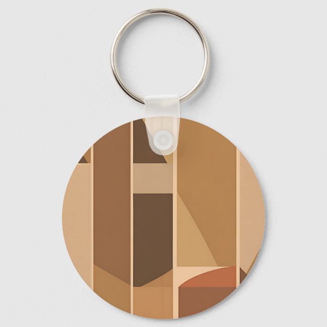 Abstrakt geometrisk terrakotta Midcentury Modern Nyckelring (Framsida)