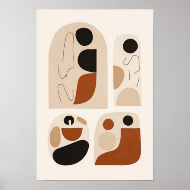 Abstrakt geometrisk väggkonstset | Mid-Century Mod Poster (Framsidan)