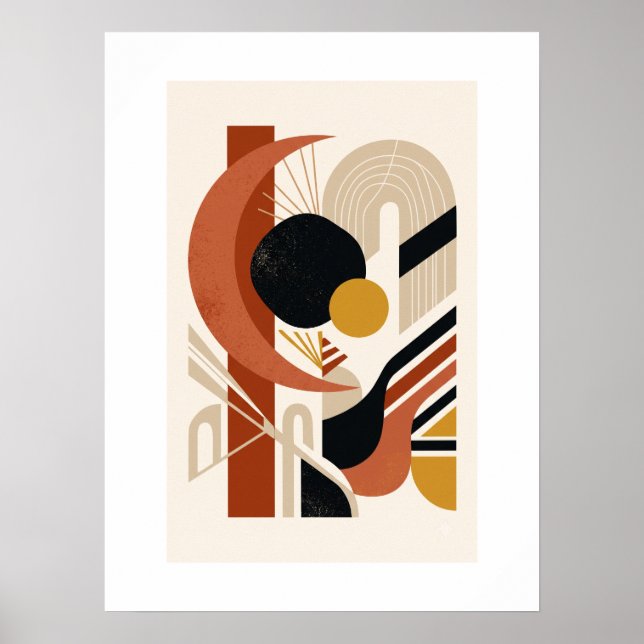 Abstrakt geometrisk väggkonsttryck | Mid Century M Poster (Framsidan)