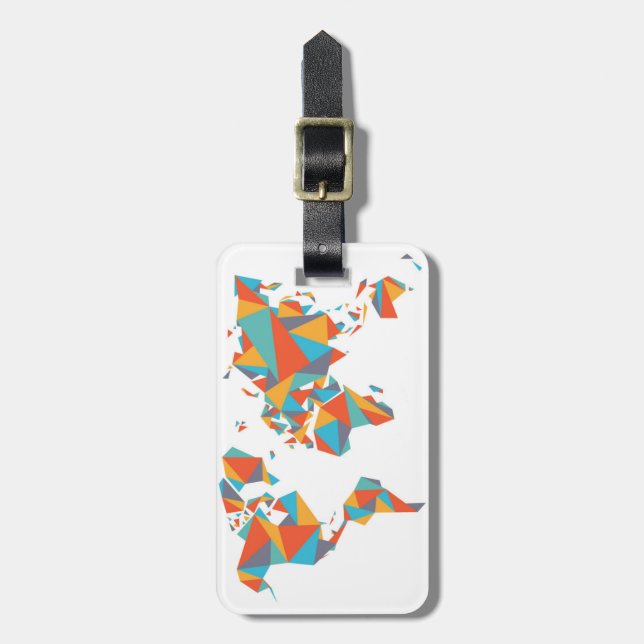 Abstrakt geometrisk världskarta bagagebricka (Vertikal Framsida)