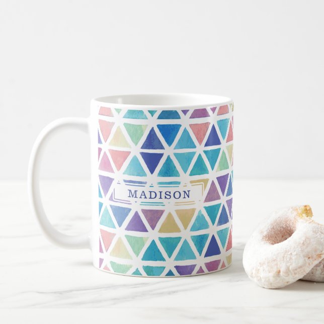 Abstrakt Geometrisk vattenfärg (korallrev) Kaffemugg (Med munk)