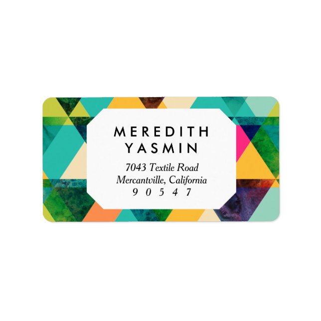 Abstrakt Geometrisk vattenfärgstriangel mönster Adressetikett (Framsidan)