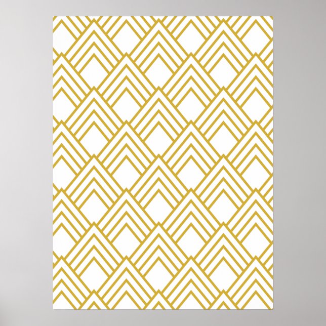 Abstrakt geometrisk, vit och guld poster (Framsidan)